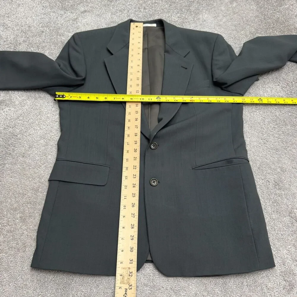 Vintage Hugo Boss Two Button Suit Jacket Men 38R Green 100% Wool USA Made Blazer